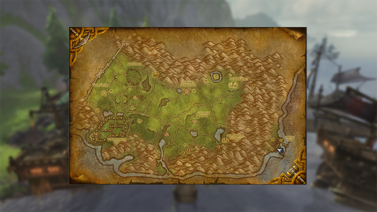 Un mapa de las Tierras Altas de Arathi