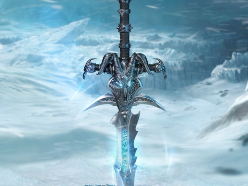 Figura de Diablo II y Réplica de Frostmourne a la venta en el Tienda de Blizzard en China